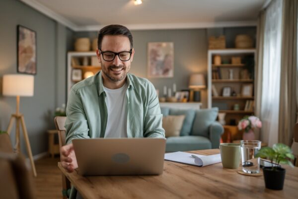 Adult Caucasian Male on his Laptop