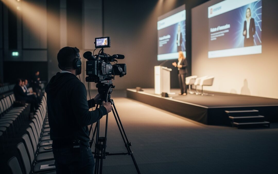 Videographer At Work In A Conference Center During A Keynote Speaker